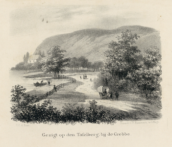 202253 Gezicht vanaf de westelijke oever van de Grebbe op de Grebbeberg ten oosten van Rhenen met rechts de Cuneralaan, ...